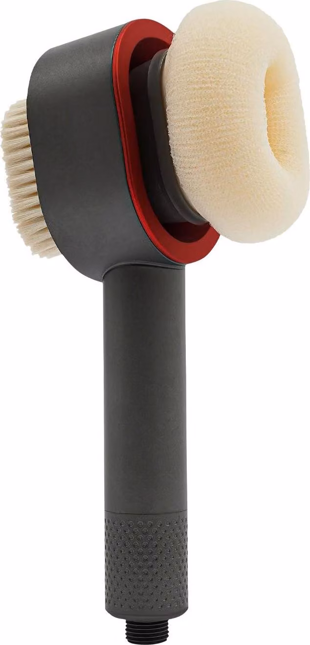 Doccetta - Soffione - ABS - Filtro con spugna - Universale G1/2 (1,27 cm) - Superficie spazzolata - Design moderno - Grigio