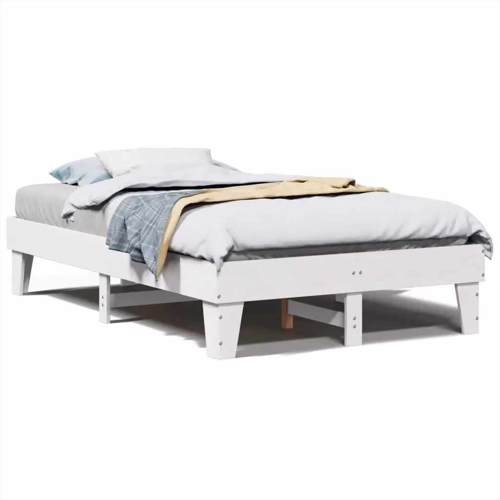 Letto senza materasso in legno massello di pino bianco stile rustico vidaXL L/P/H: 120 x 200 x 123,5 cm – 2