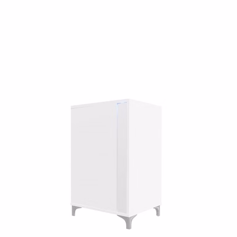 Cassettiera con illuminazione a LED BANTRY 2 – bianco / bianco lucido, angolo destro