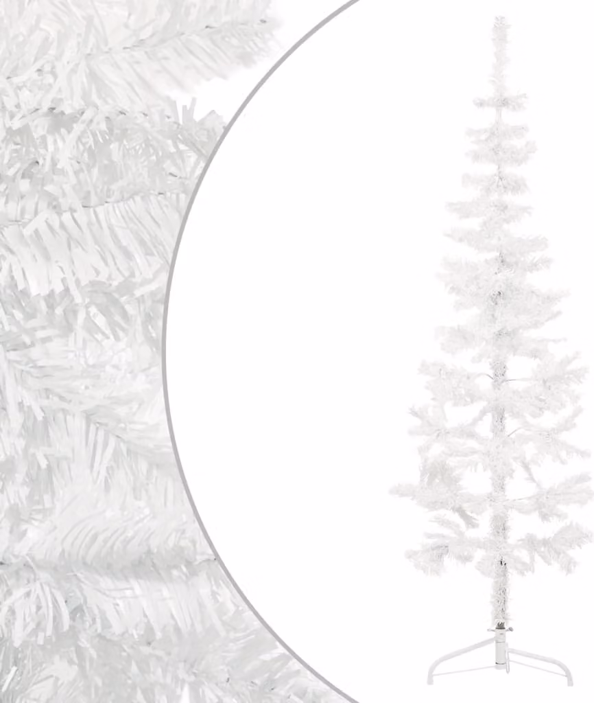 Maison Exclusive - Albero di Natale artificiale a metà, con supporto, forma slanciata, colore bianco, altezza 120 cm