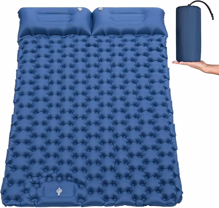 Materassini gonfiabili autogonfianti per campeggio, per 2 persone, dimensioni 192 x 125 cm, con cuscino integrato