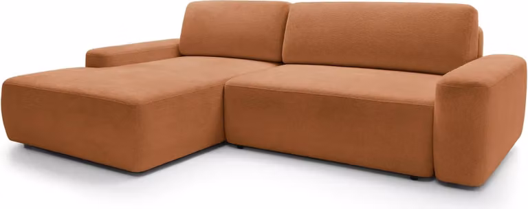 FURNLUX Divano angolare Bouli Arancione e Nero 264cm / Colore principale: Arancione / Dimensioni: 264 x 82 x 162 cm