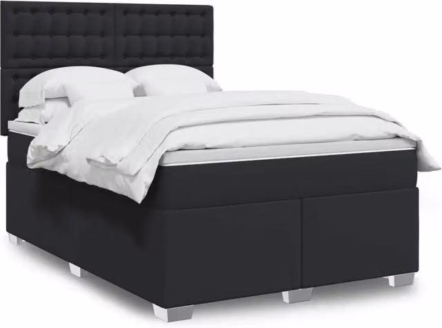 Letto a molle con materasso vidaXL in similpelle nero e bianco L/P/H: 160 x 200 cm – 1