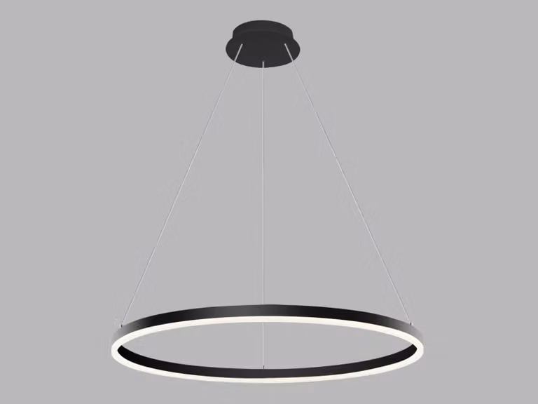 Lampadario LED dimmerabile CIRCLE P-Z CRI90, variante: Ø 800 x 33 x 2500 mm, 62 W, nero, DALI, 2CCT
