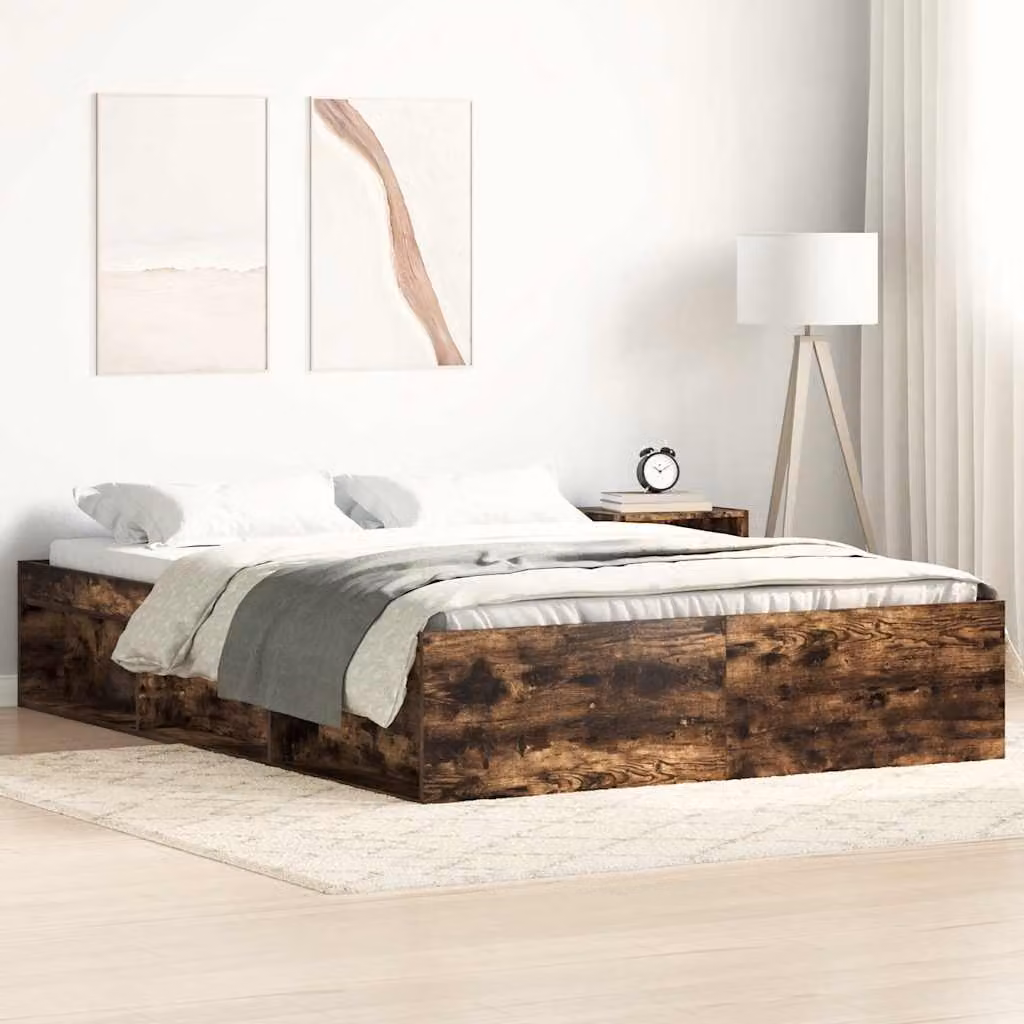 vidaXL Giroletto Moderno in Rovere Fumo con Scomparti Laterali L: 140 cm, P: 200 cm, H: 143 cm – 1