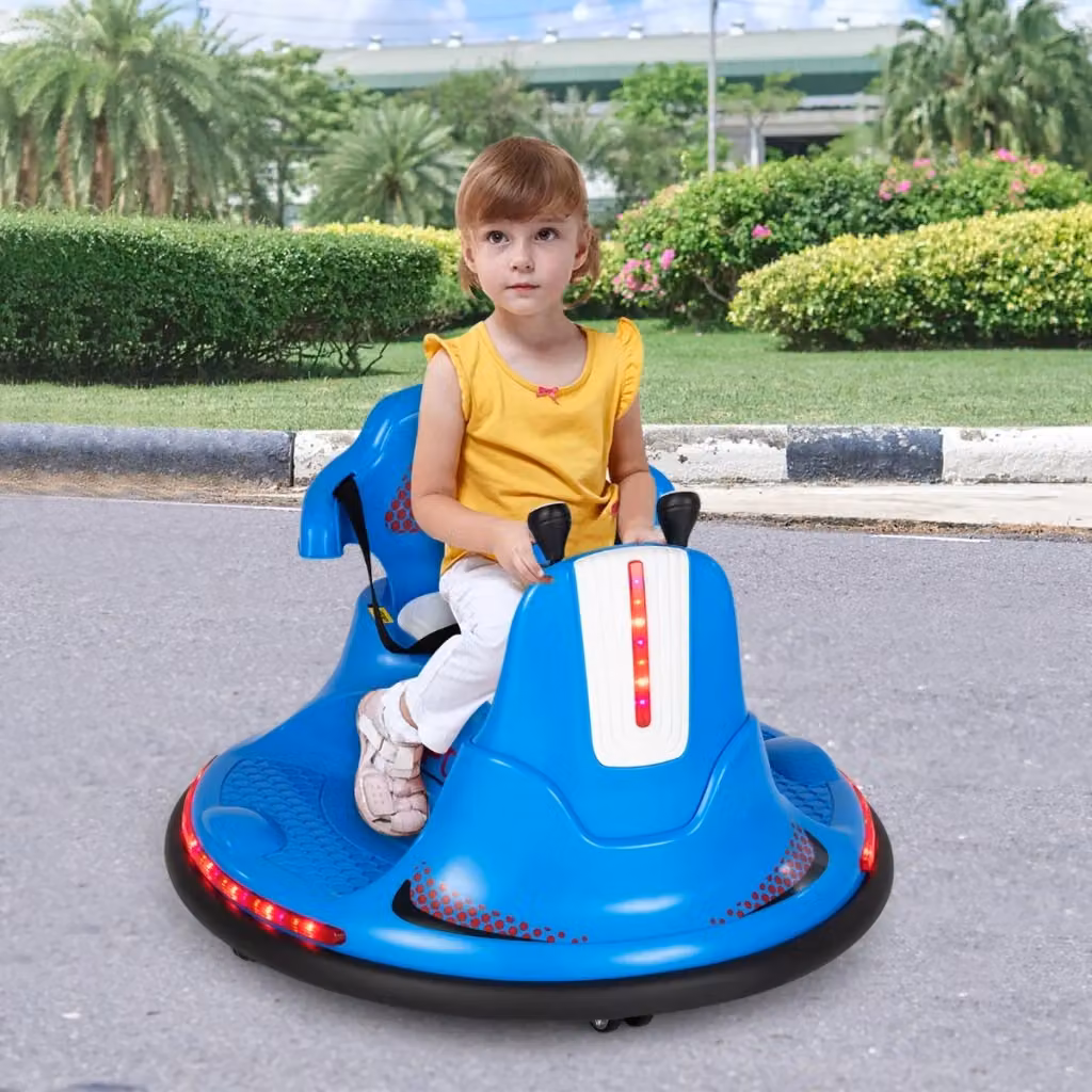 Autoscontro elettrico a batteria per bambini con doppio joystick, telecomando e luci a LED, colore blu – 2