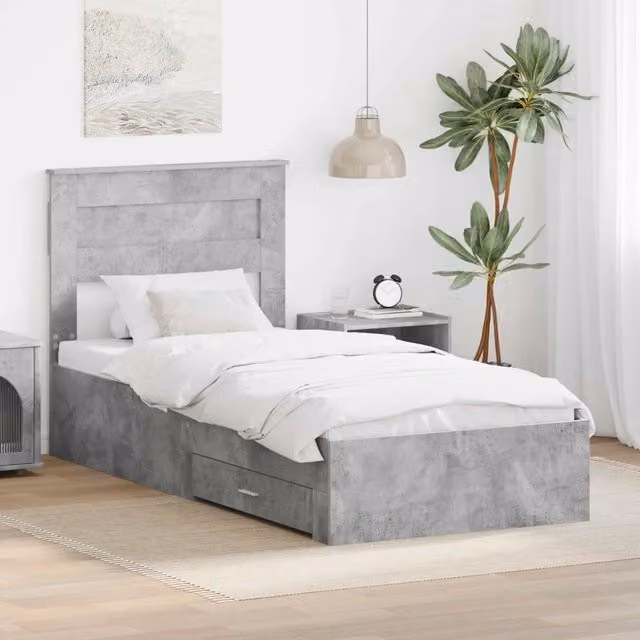 Struttura del letto con cassetto Grigio cemento 90 x 190 cm 3410030