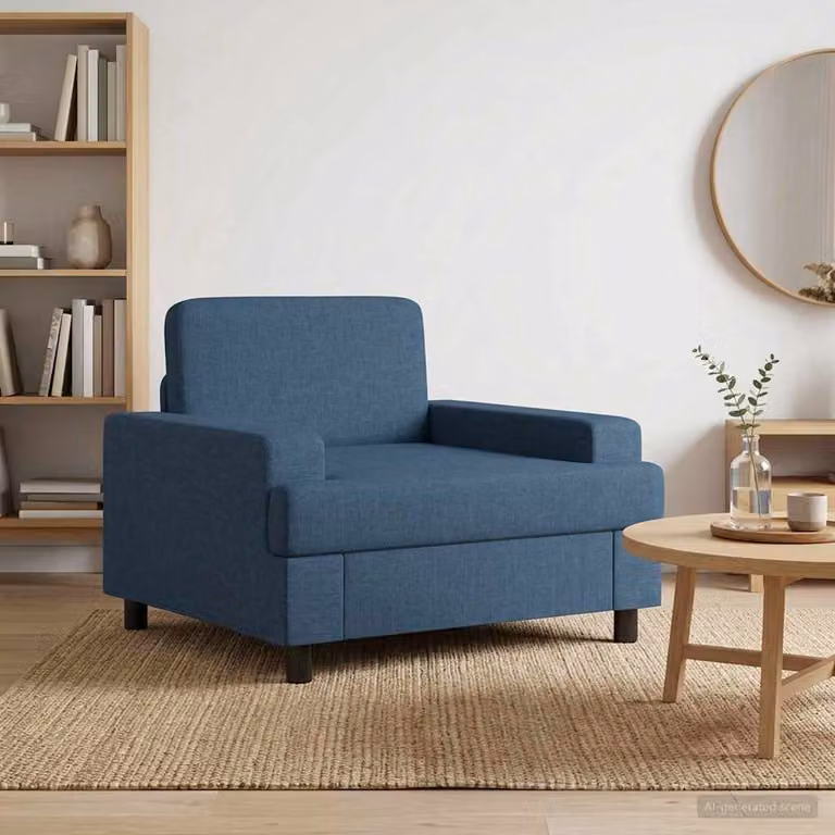 Poltrona lounge moderna vidaXL in tessuto blu con braccioli