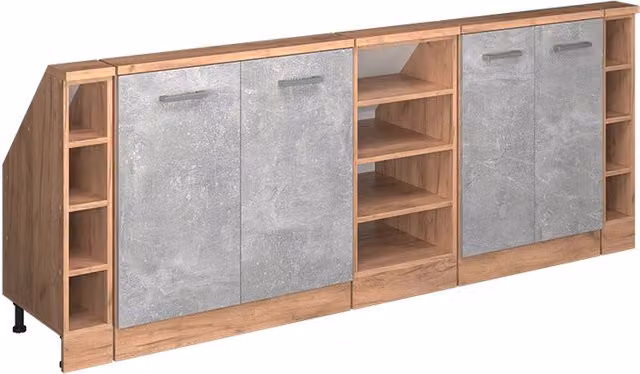 Set di mobili sottotetto Rion Calcestruzzo/Rovere dorato Set di 5 Vicco