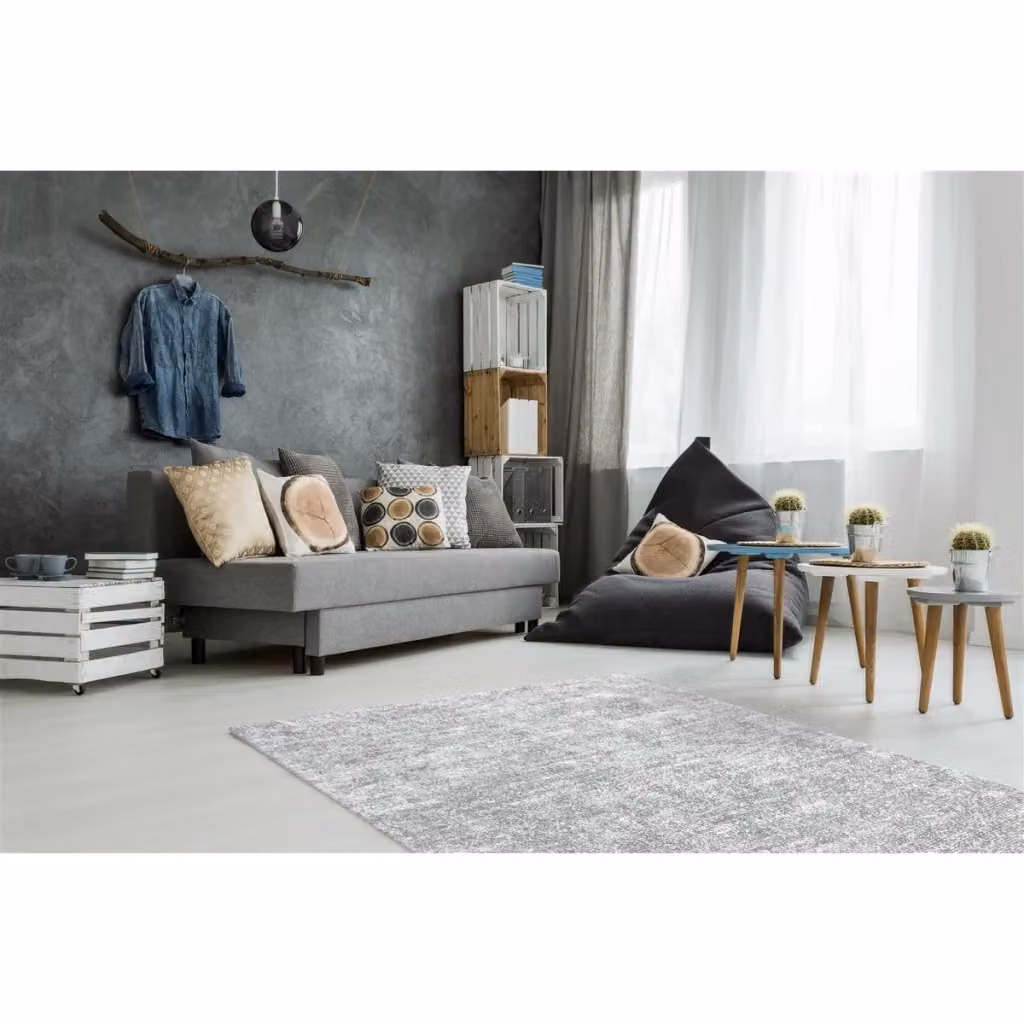 Tappeto moderno astratto Etna 100 di Kendra Home in grigio e argento – 2