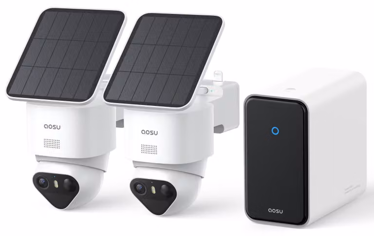 Kit di telecamere di sicurezza wireless - 2 pezzi, alimentazione a batteria e energia solare - 4K UHD 8MP - Colore nero - Per sicurezza esterna