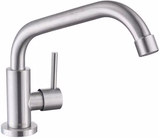Rubinetto da cucina per acqua fredda, orientabile a 360°, acciaio inossidabile opaco