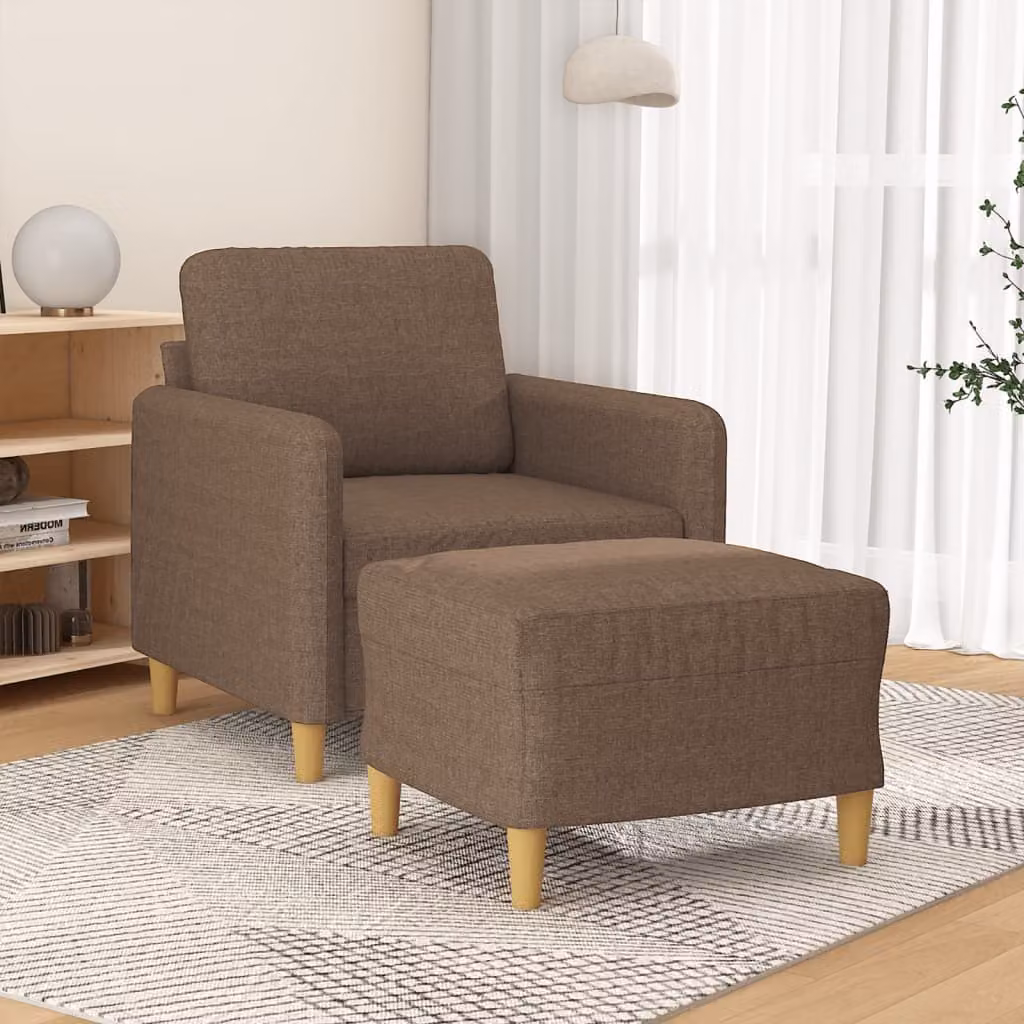 Maison Exclusive - Poltrona con poggiapiedi marrone 60 cm in tessuto