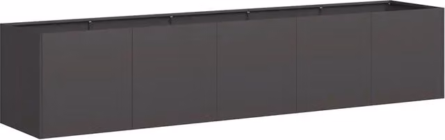 Fioriera moderna HELLOSHOP26 in acciaio nero per giardino o orto ornamentale L: 200 cm, P: 40 cm, H: 40 cm