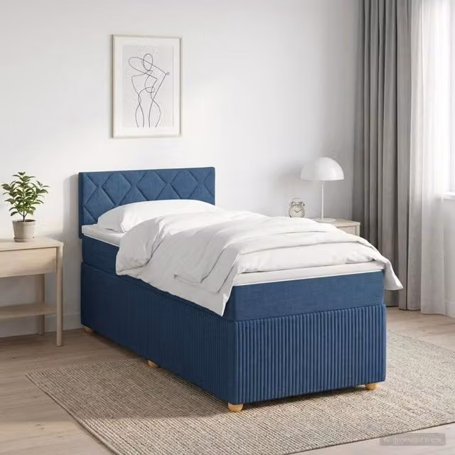 Letto box spring con materasso ibrido vidaXL Blu e Bianco L/P: 100 x 200 cm