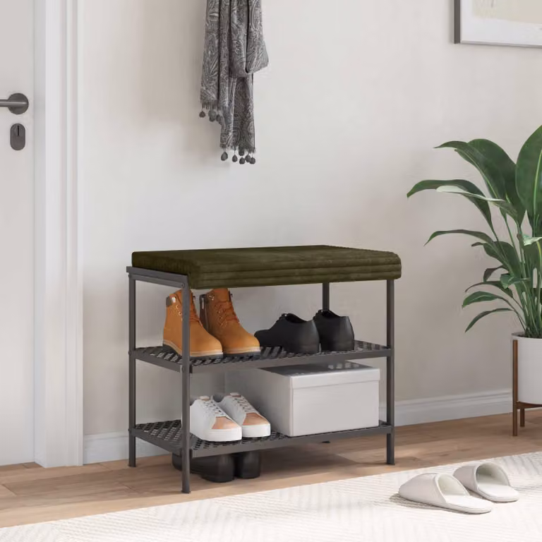 vidaXL Cuscino per panchina in corduroy verde con base antiscivolo Profondità: 35 cm