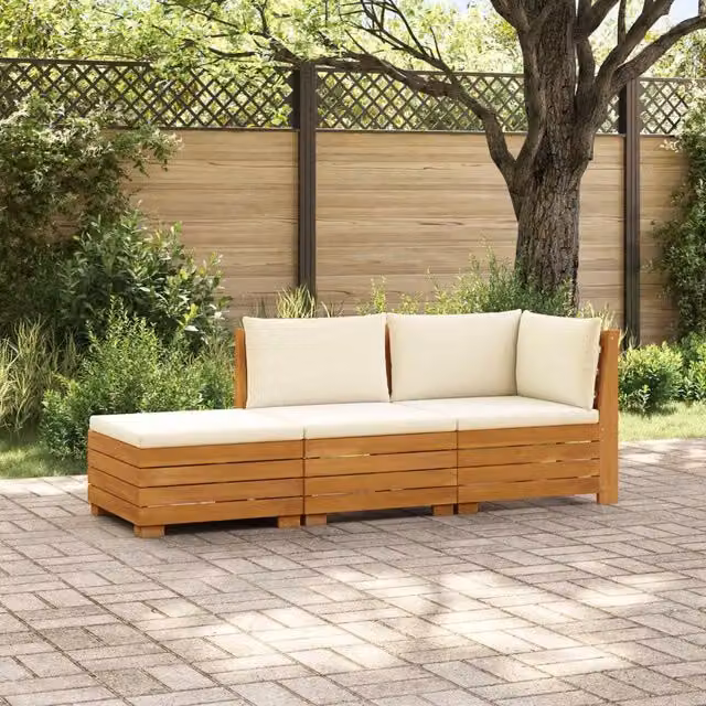 3 pz Set di divani da esterno Legno di Acacia Massello Marrone 3403097