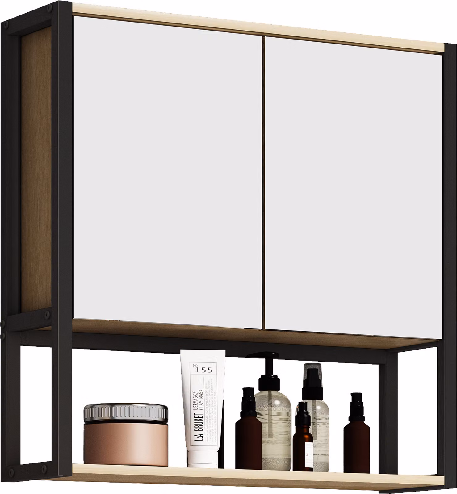Armadio bagno senza tempo | Dimensioni ca. H. 60 x W. 60 x D. 17 cm | spazio sufficiente | Armadio a specchio - Edino 60 x 60 cm