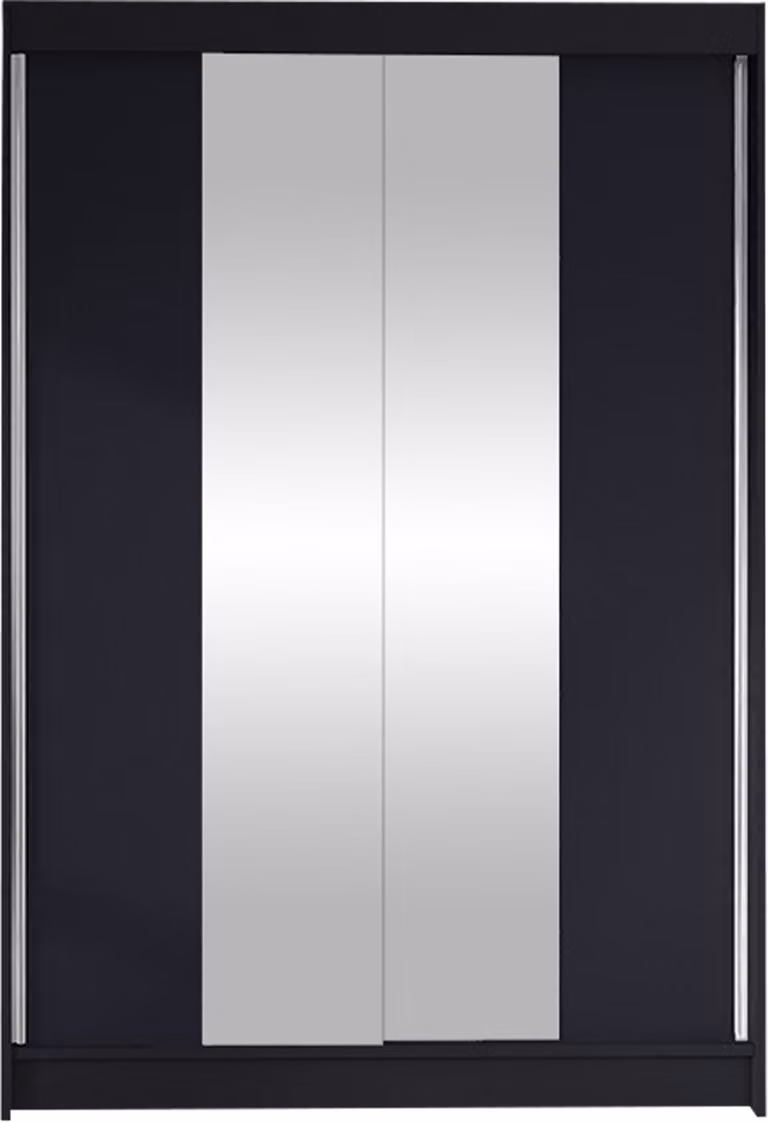 MIRJAN24 Armadio ad ante scorrevoli Lino II, armadio con specchio, guardaroba (nero, senza illuminazione)