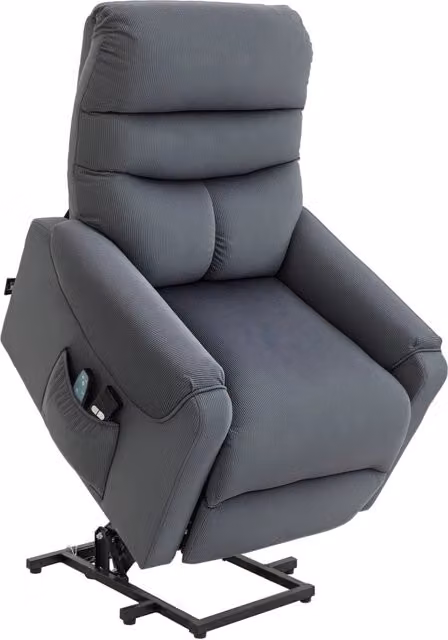 Poltrona Massaggiante Elettrica con Alzapersona, Relax e Riscaldamento ¨C Minimal ¨C Tessuto Poliestere Grigio Scuro