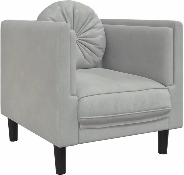 Poltrona | Sedia Relax con Cuscino Grigio Chiaro in Velluto