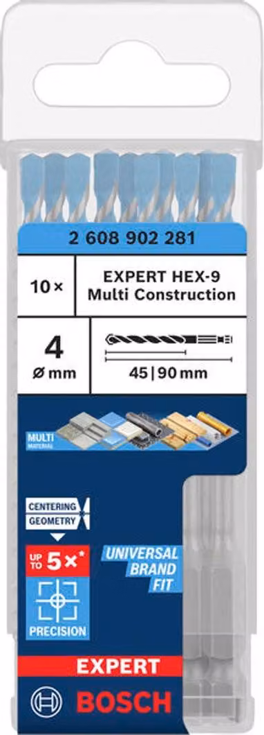 EXPERT HEX-9 Punta multiuso per edilizia, 4 x 45 x 90 mm