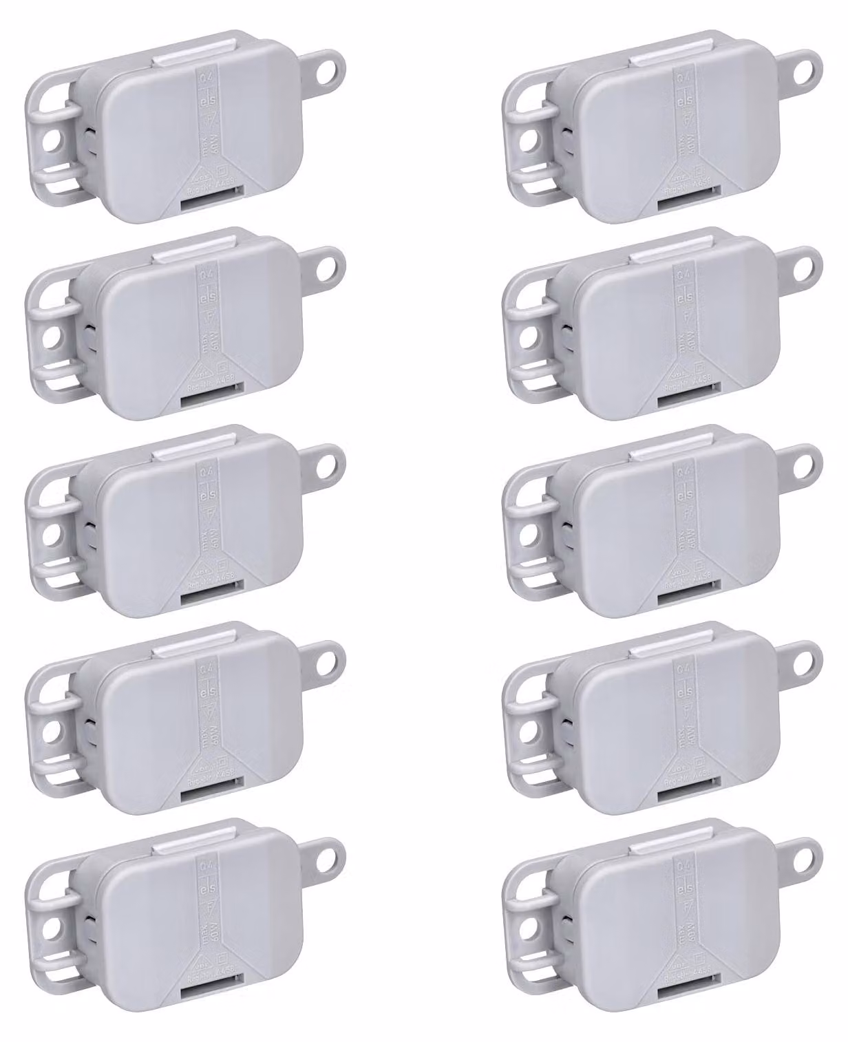 Set di 10 scatole di derivazione, grado di protezione IP20, grigio, con sistema di fissaggio del cavo