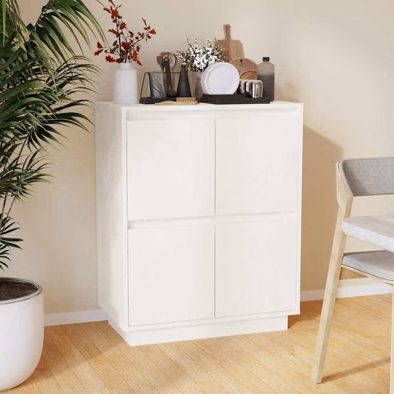Credenza moderna vidaXL in legno di pino bianco L: 60 cm, P: 34 cm, H: 75 cm