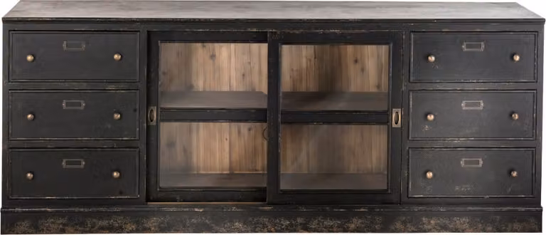 Signature - Credenza in legno massello e vetro L280 cm - AMSTERDAM