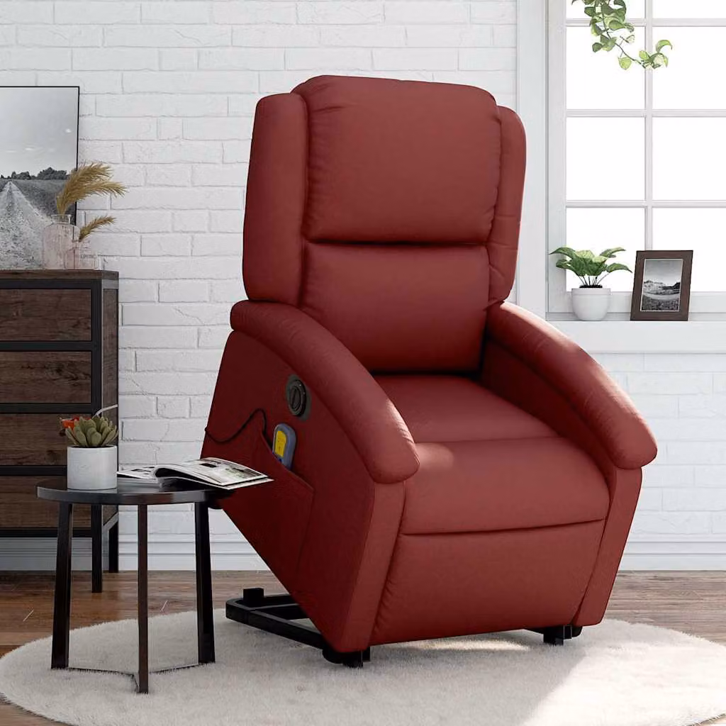 vidaXL Poltrona Alzapersona Reclinabile per Senior in Similpelle Rossa con Assistenza Sollevamento Elettrica – 1