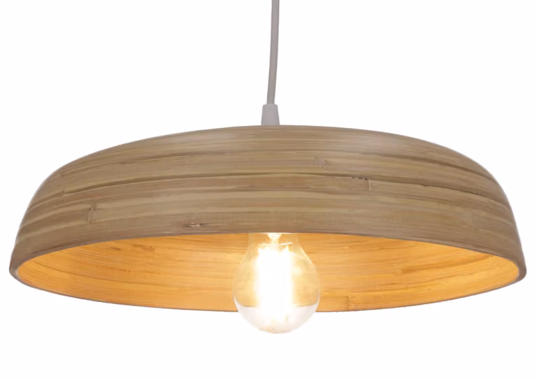 Lampada da soffitto di design / lampada da soffitto, realizzata a mano a Bali in bambù - modello Bambusa 7, bianco crema, 8*35*35 cm, lampade a sospensione in materiali naturali