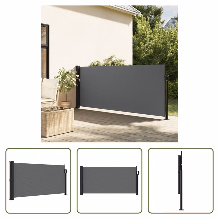 The Living Store Tenda laterale estensibile antracite 100x500 cm