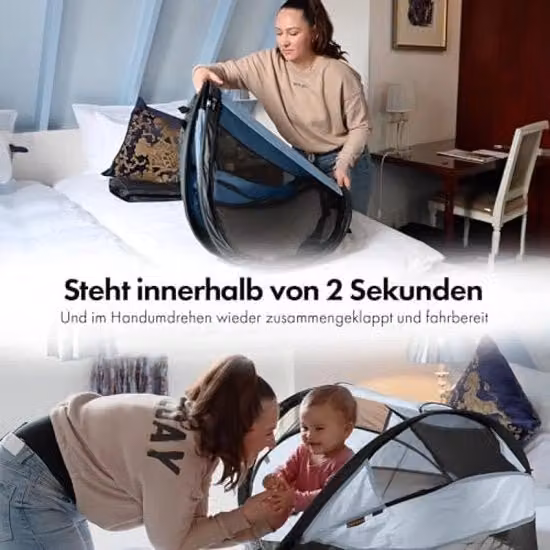 Letto Portatile per Bambini con Materasso - Da Nascita a 2,5 Anni - Letto a Soffietto per Bambini - Incluso Sacco a pelo e Borsa da Viaggio