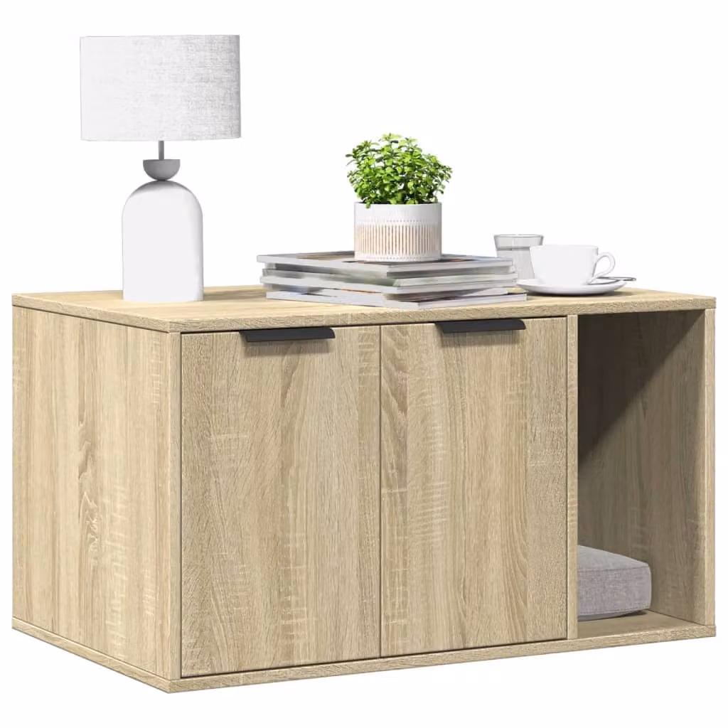 Recinto per lettiera per gatti vidaXL in truciolato color rovere sonoma, L 80 cm x P 50 cm x H 45 cm