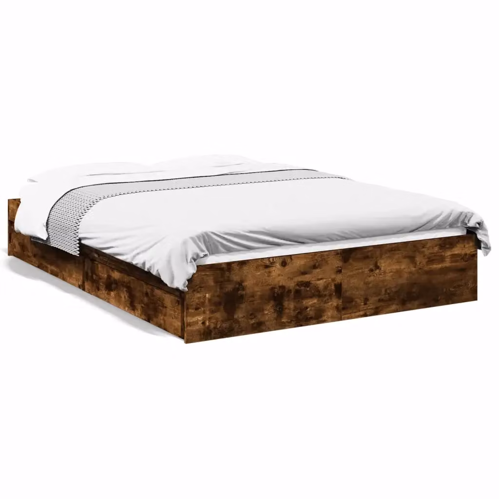 vidaXL Giroletto con Cassetti in Legno Multistrato Rovere Fumo L: 140 cm, P: 200 cm, H: 143 cm – 2
