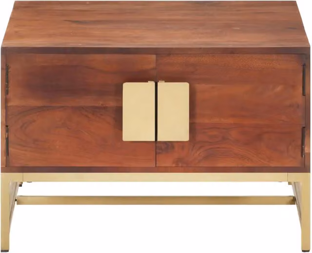 Tavolino da salotto quadrato vidaXL in legno di acacia marrone con struttura in metallo L/P/H: 67 x 67 x 45 cm