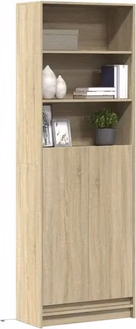 Credenza con LED-Buffet-Armadio da cucina Rovere Sonoma 69x32,5x200 cm in Truciolato