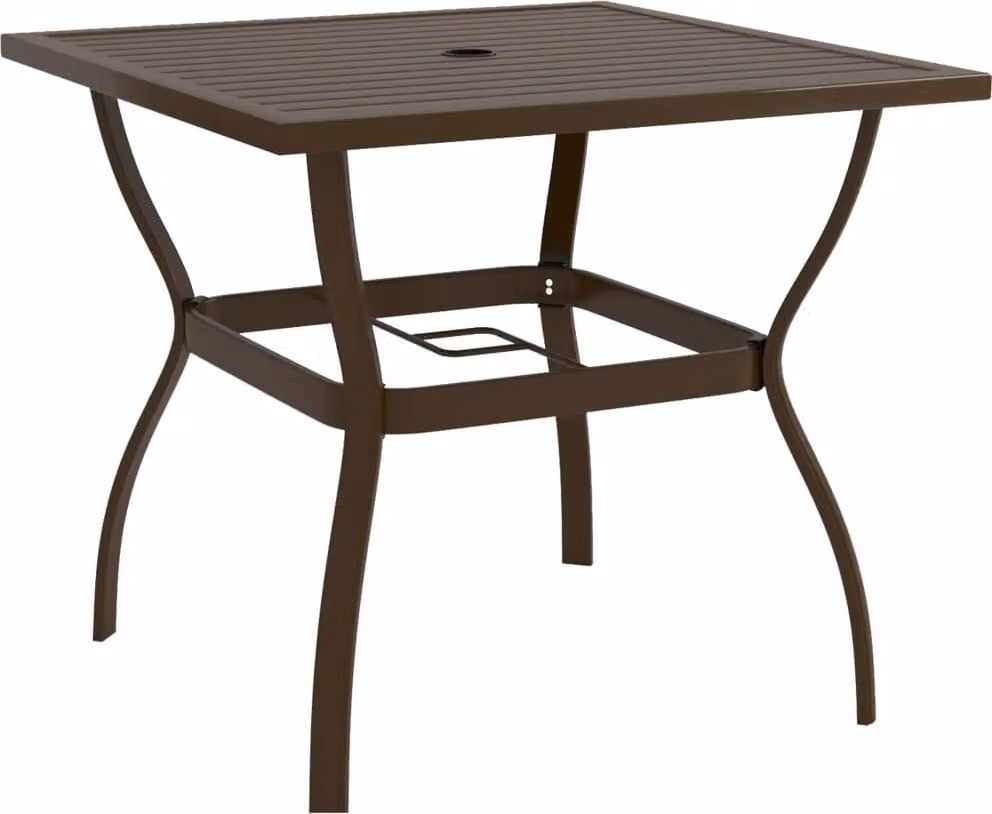 The Living Store tavolo da giardino marrone 81,5x81,5x72 cm in acciaio
