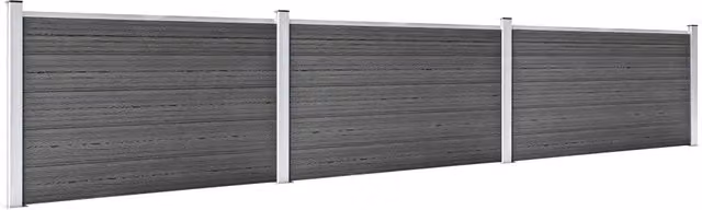 Set Pannelli di Recinzione in WPC 526x105 cm Nero 3070448