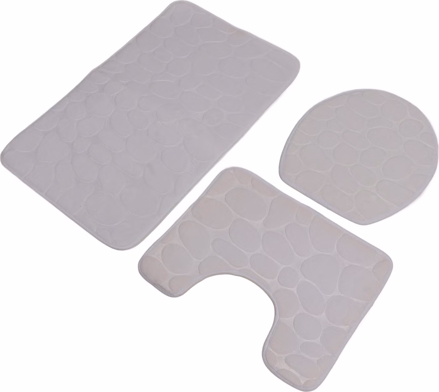 set di tappetini da bagno in 3 pezzi, tappetino sagomato a forma di U, coperchio, tappetino da bagno, assorbente d'acqua, antiscivolo, per l'uso del vasino per bambini e adulti, bianco