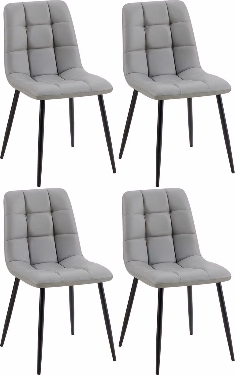 set di 4 sedie da pranzo - Pelle finta - Design di facile manutenzione | Colore: grigio chiaro
