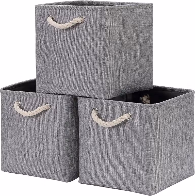 Contenitore di stoccaggio grigio grande - 33 x 38 x 33 cm (confezione da 3)