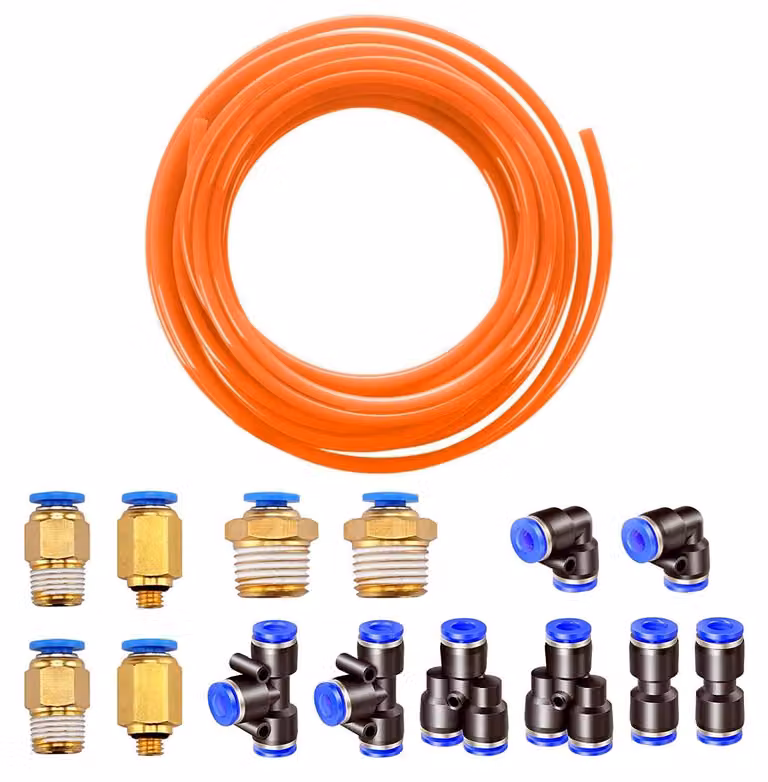 Tubo in poliuretano (PU) ad aria compressa - Tubo flessibile per aria compressa - Lunghezza: 10 metri - Colore: arancione - Ideale per applicazioni con compressori - Include connettori...