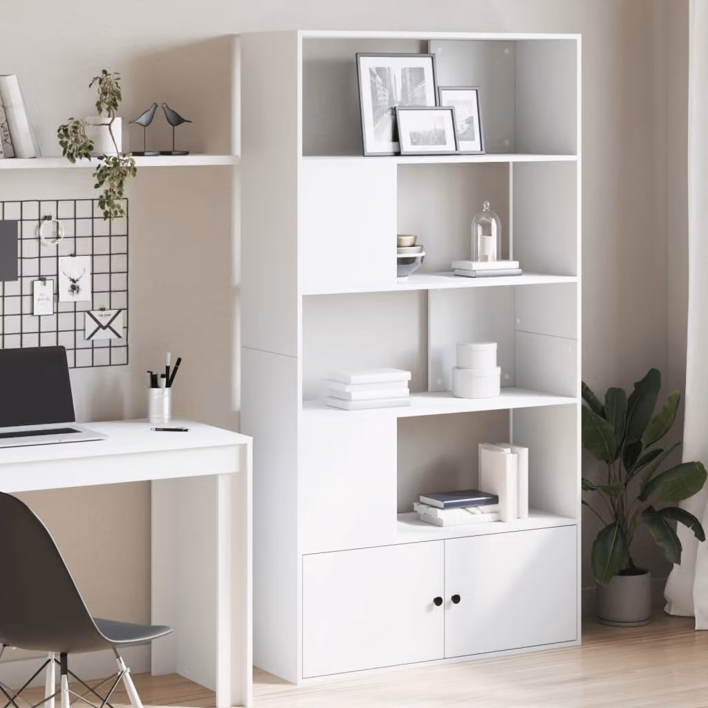Libreria bianca vidaXL in legno e MDF L: 100 cm, P: 36 cm, H: 189 cm – 1