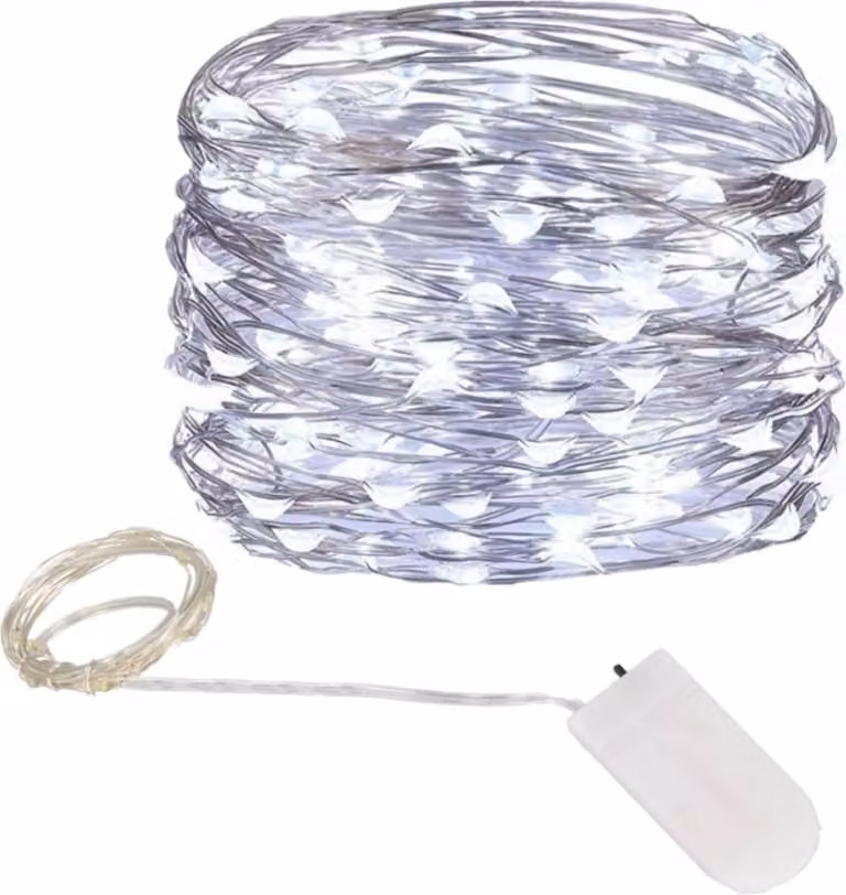Lampada Chandler Su Una Droga 20 Led Microgirlande Bianco Freddo + Batterie