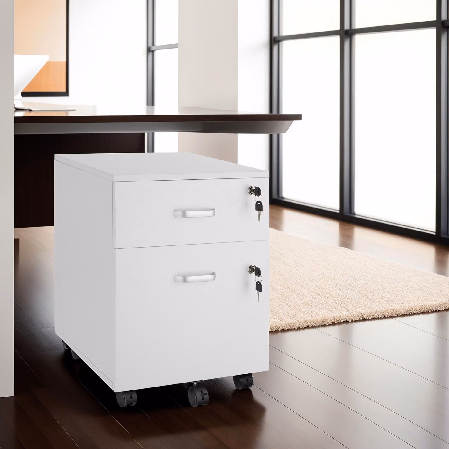Cassettiera con ruote e serratura Vagur TecTake GmbH, bianco – 2
