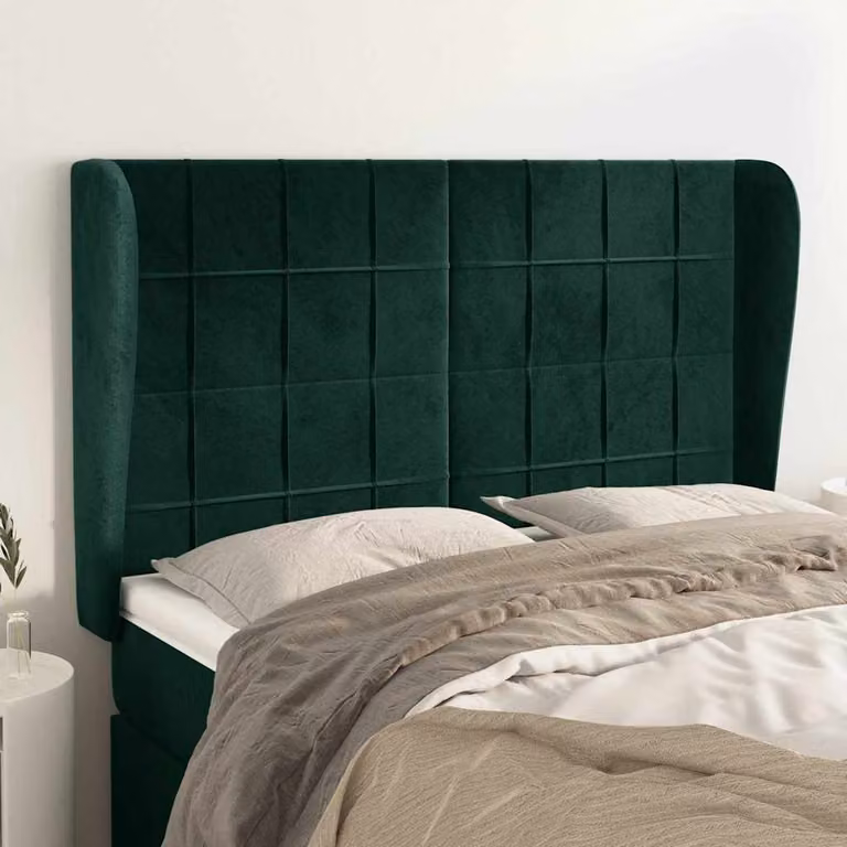Testiera ad orecchio vidaXL in velluto verde scuro L: 147 cm, P: 23 cm, H: 118/128 cm