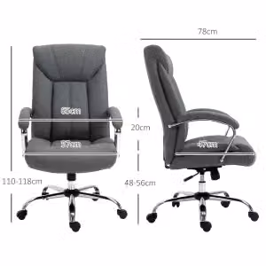 Sedia da ufficio ergonomica girevole OKWISH con poggiatesta e braccioli, colore grigio, H: 118 x L: 65 x P: 65 cm – 2
