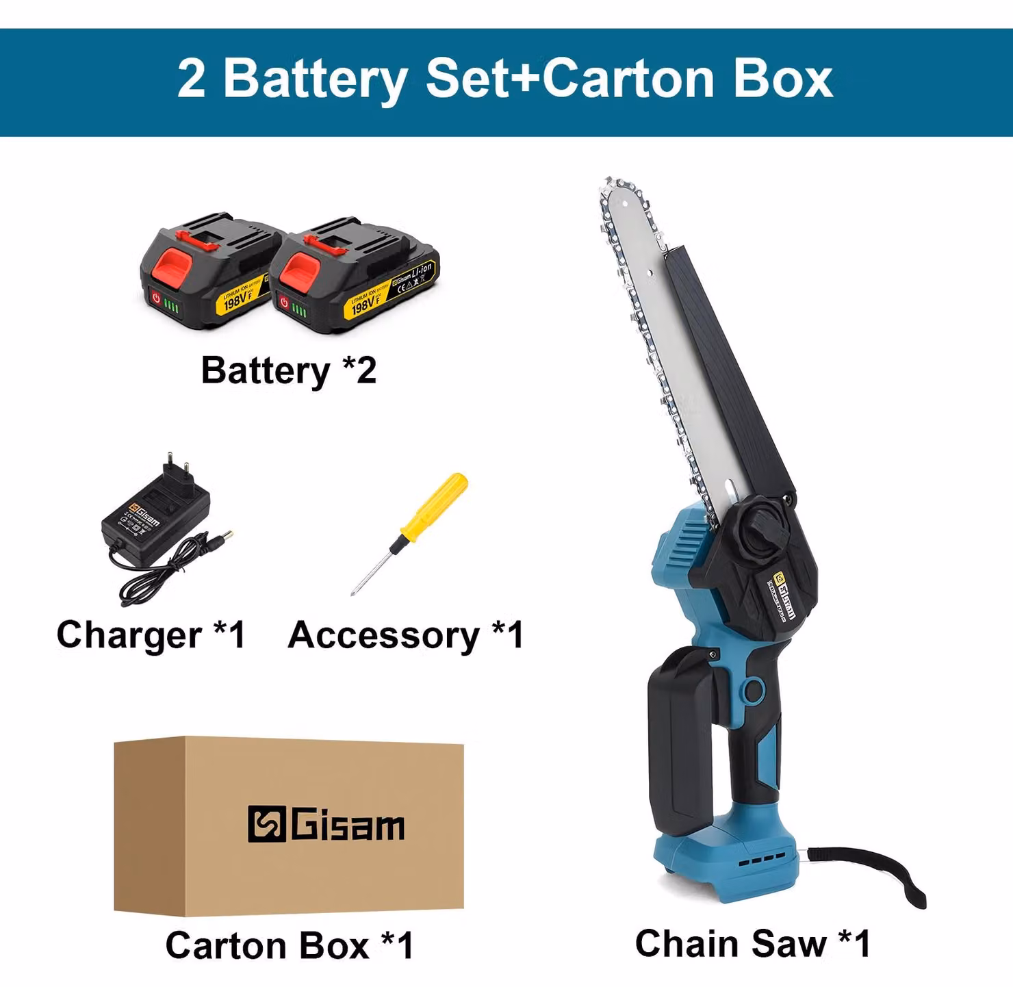 Troncatrice a batteria da 20 cm - Motosega elettrica - Motore brushless da 18 V - Sega per legno manuale - Portatile e senza fili - Include 2 batterie