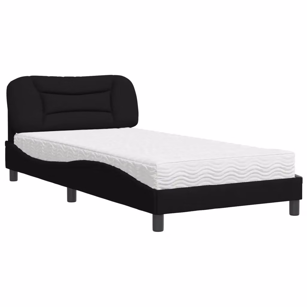 Letto moderno vidaXL con materasso in schiuma e cassetti, rivestimento in tessuto nero e bianco, L/P: 100 x 200 cm – 2